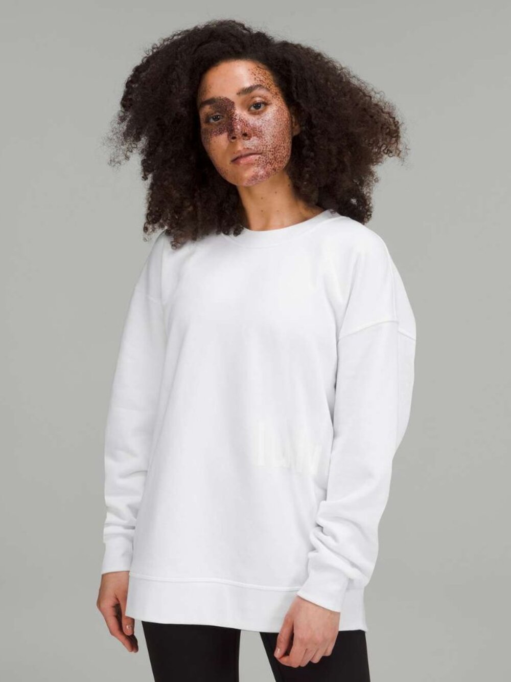 Lululemon Perfectly Oversized Crew Graphic Signature Logo Sweatshirt White
